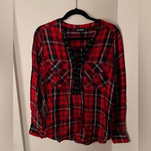 Plaid tie up Express Blouse